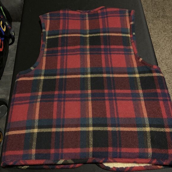 VINTAGE LIZ WEAR WOMENS RED PLAID WOOL MOHAIR RANCHER VEST COAT SIZE MEDIUM - Picture 13 of 13